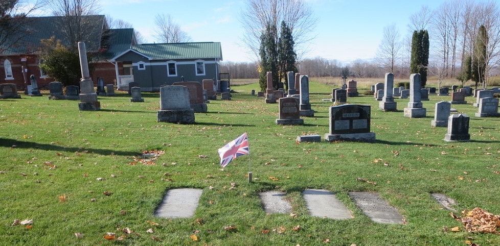 Steele family gravesite (British flag marking the spot)