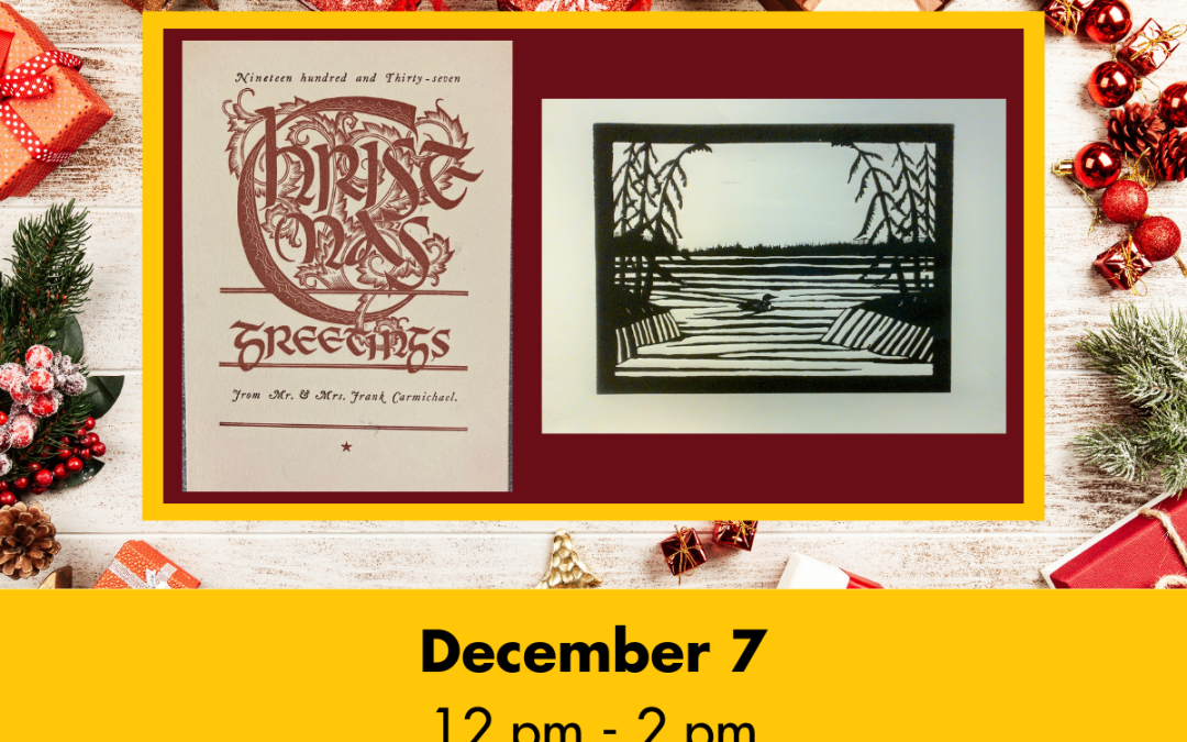 Linoblock Holiday Cards inspired by Franklin Carmichael’s Hand-designed Christmas Cards