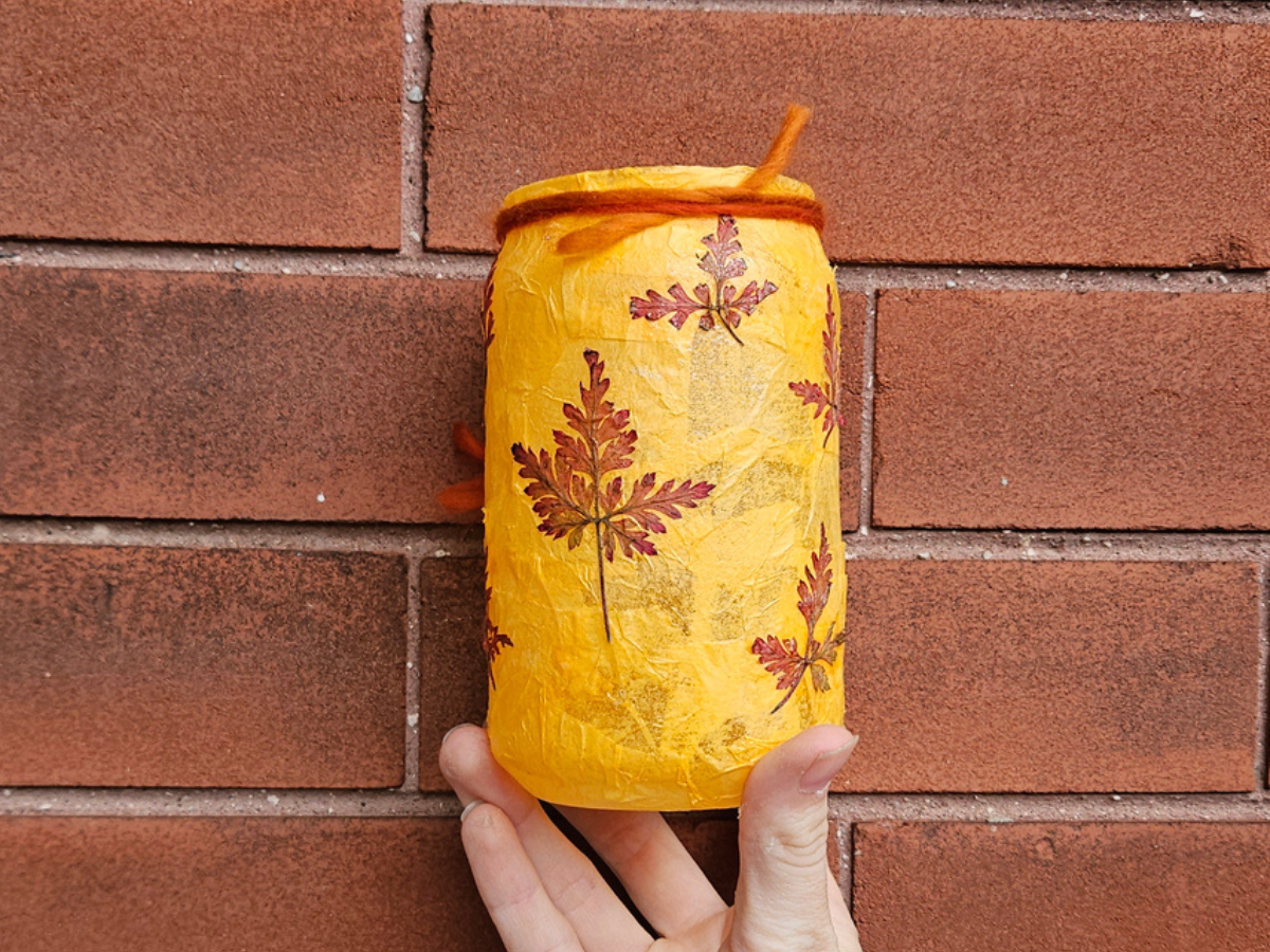 Fall mason jar lantern craft for Community Creates at OMAH