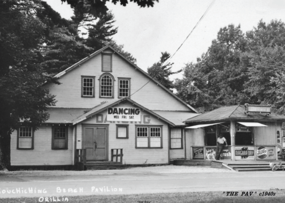 Historic photograph of The Pav, a popular gathering place in Orillia